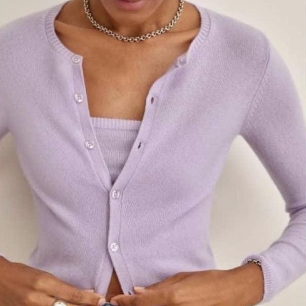 REFORMATION Brio Cashmere Cardigan in Lavender Purple - Size XS
